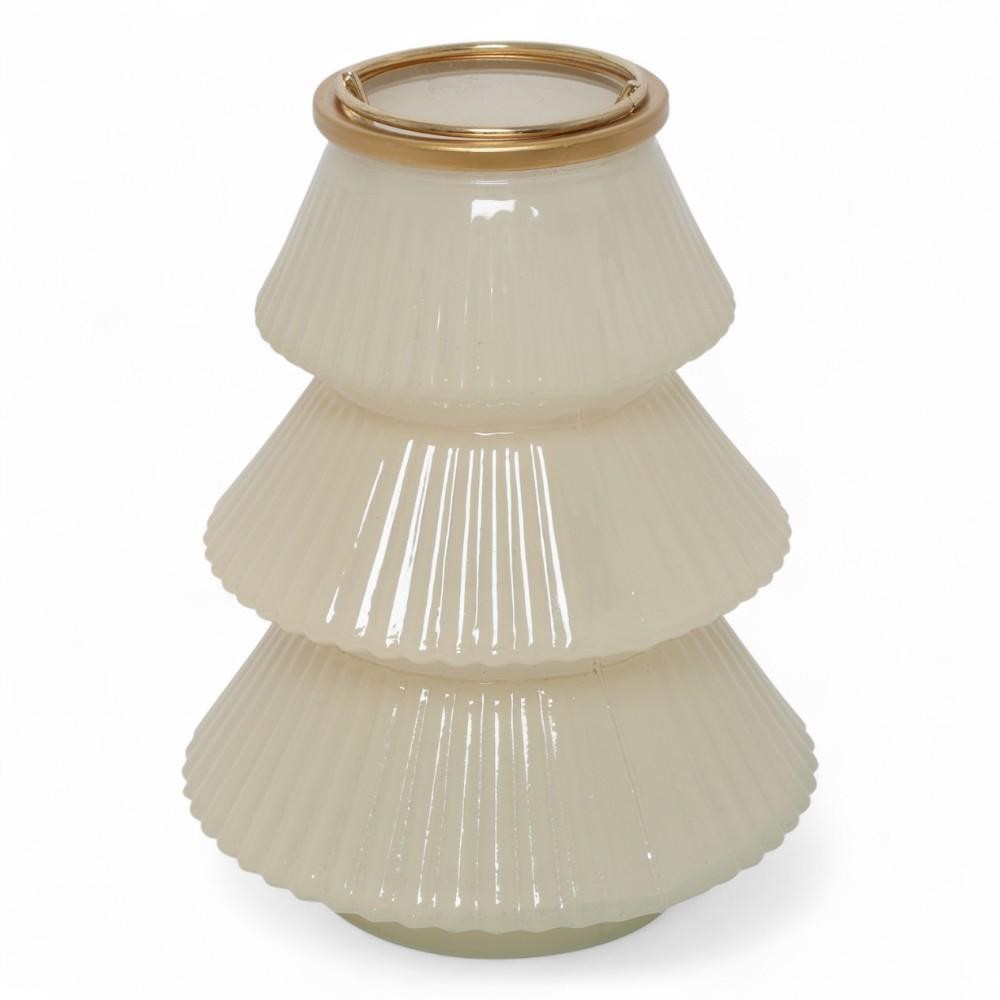 PORTACANDELA VETRO TELLINE CREMA H.16